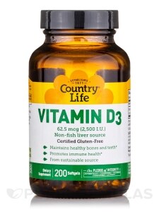 Vitamin D3 2,500 IU - Country Life | PureFormulas