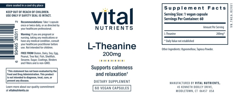 L-Theanine 200 mg - 60 Vegetarian Capsules - Alternate View 4