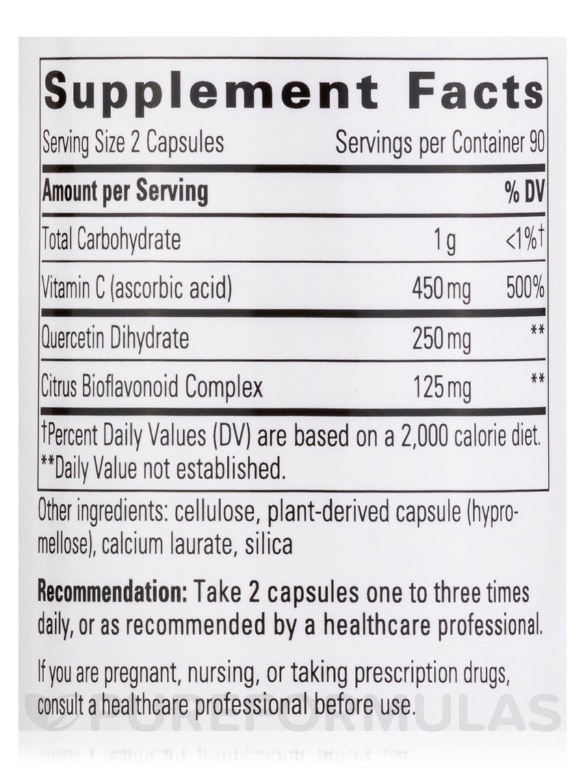 Vitamin C with Quercetin - 180 Vegetarian Capsules - Alternate View 3