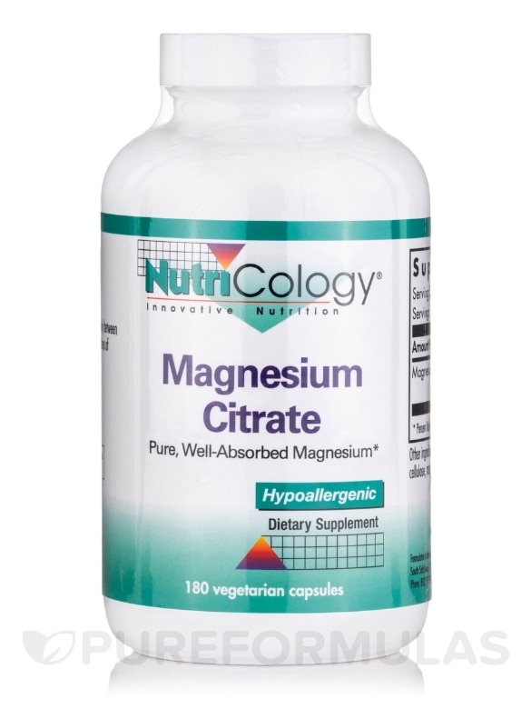Magnesium Citrate - 180 Vegetarian Capsules