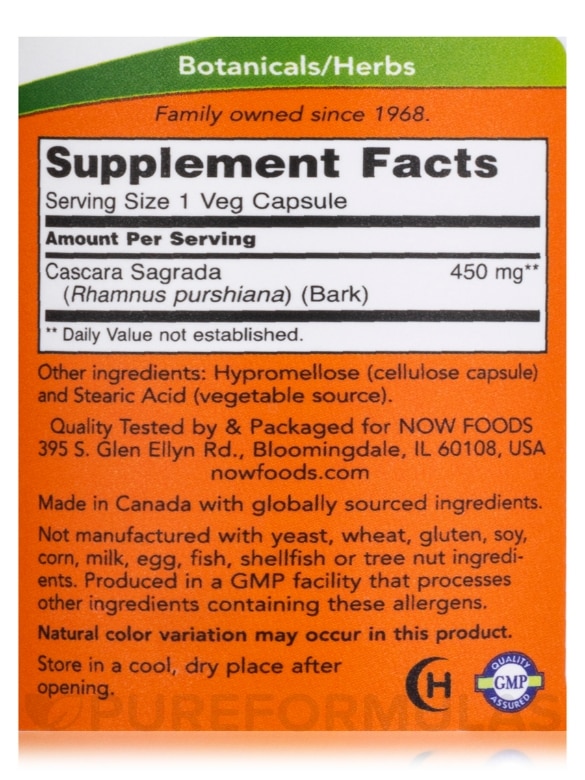 Cascara Sagrada 450 mg - 100 Capsules - Alternate View 3