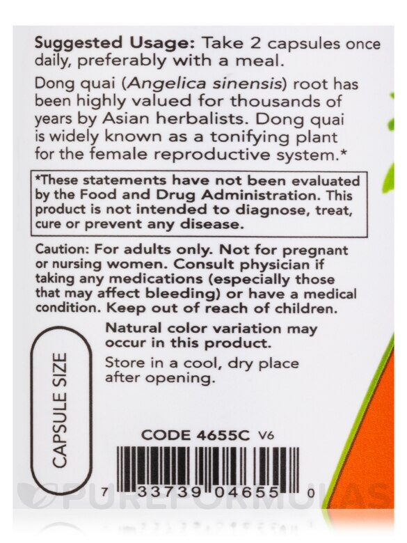 Dong Quai 520 mg - 100 Capsules - Alternate View 4