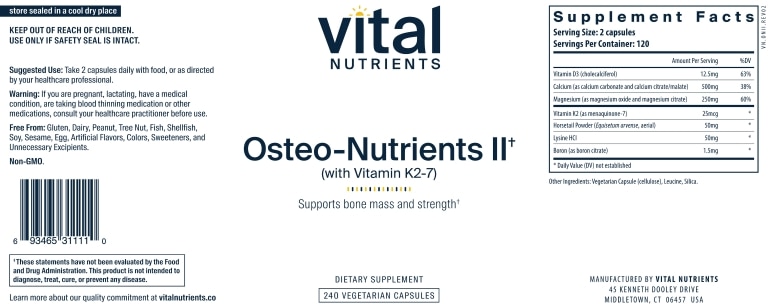 Osteo-Nutrients II with Vitamin K2-7 - 240 Vegetarian Capsules - Alternate View 4