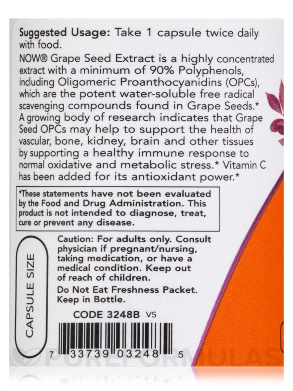 Grape Seed 100 mg - 100 Veg Capsules - Alternate View 4