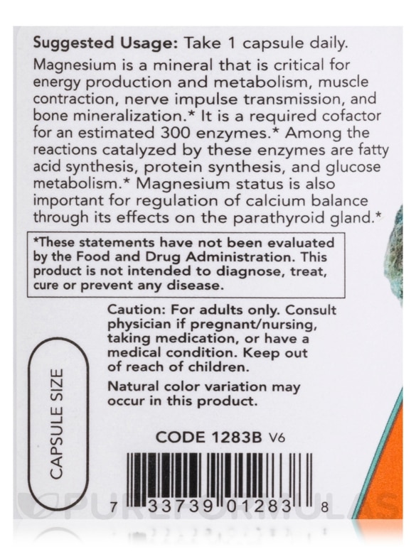 Magnesium Caps 400 mg - 180 Veg Capsules - Alternate View 4