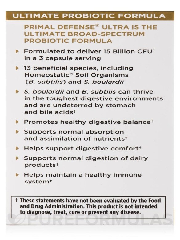 Primal Defense® ULTRA Probiotic Formula - 60 Vegetarian Capsules - Alternate View 9