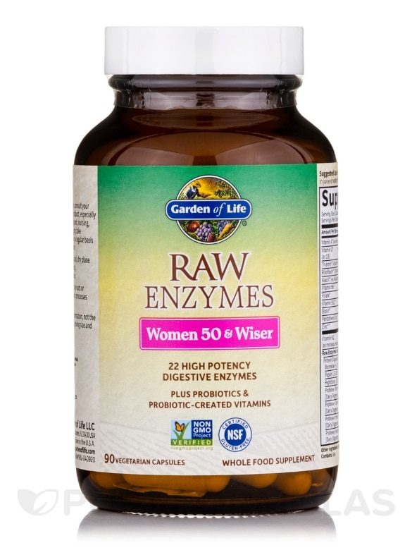 Raw Enzymes™ Women 50 & Wiser - 90 Vegetarian Capsules - Alternate View 2