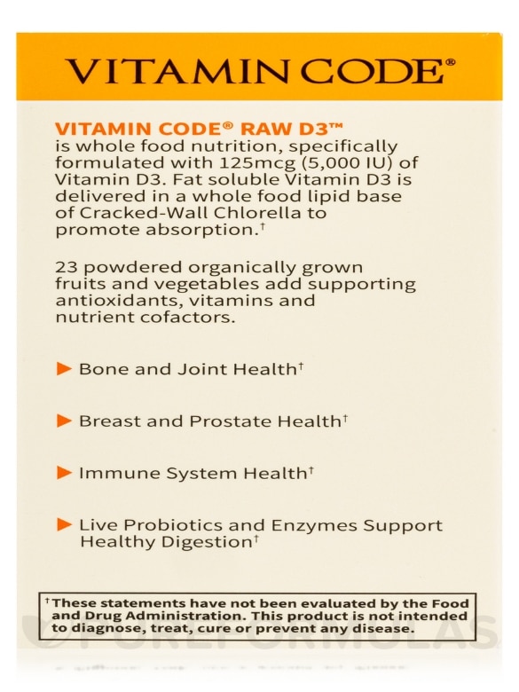 Vitamin Code® - Raw D3™ 5000 IU - 60 Vegetarian Capsules - Alternate View 9