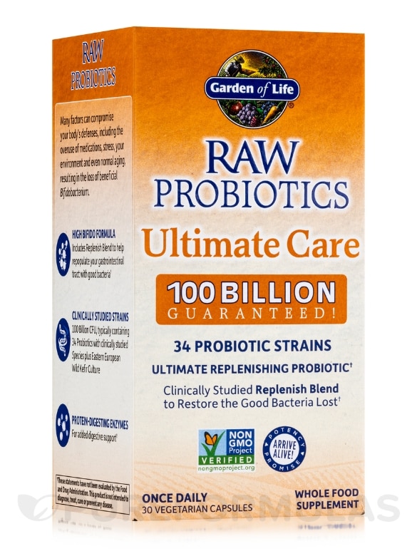 Raw Probiotics Ultimate Care 100 Billion - 30 Vegetarian Capsules