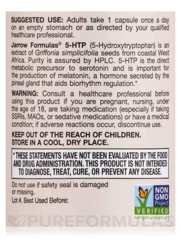 5-HTP 100 mg - 60 Capsules - Alternate View 4
