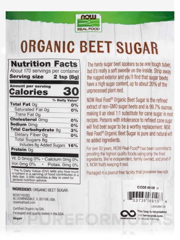NOW Real Food® - Beet Sugar - 3 lbs (1361 Grams) - Alternate View 2