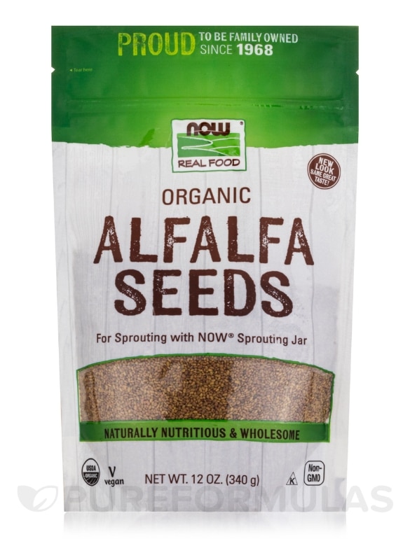 NOW Real Food® - Alfalfa Seeds for Sprouting (Organic) - 12 oz (340 Grams)