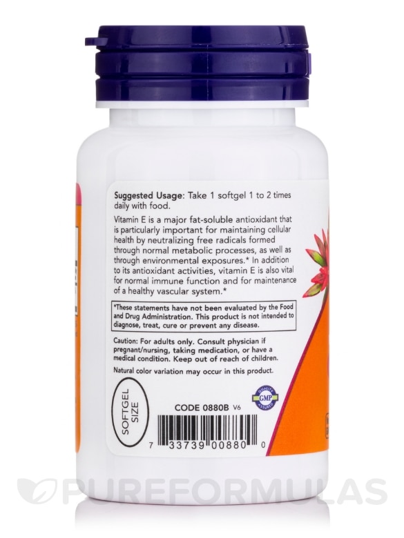 Natural E-200 with Mixed Tocopherols - 100 Softgels - Alternate View 2