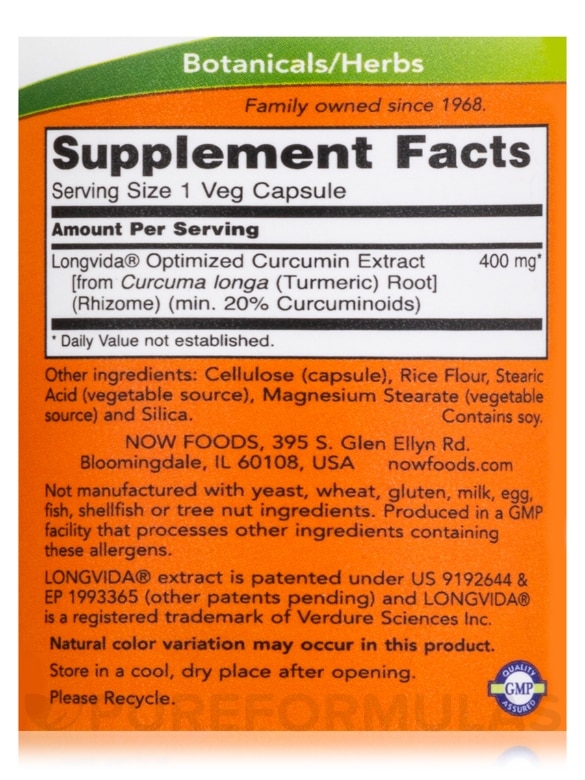 CurcuBrain™ Cognitive Support Optimized Curcumin 400 mg - 50 Veg Capsules - Alternate View 3