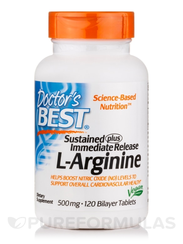 Sustained plus Immediate Release L-Arginine 500 mg - 120 Bilayer Tablets