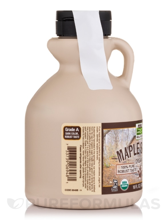NOW Real Food® - Organic Maple Syrup, Grade A Dark Color - 16 fl. oz (473 ml) - Alternate View 2