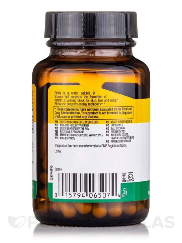 High Potency Biotin 10 mg - 60 Vegan Capsules - Alternate View 2