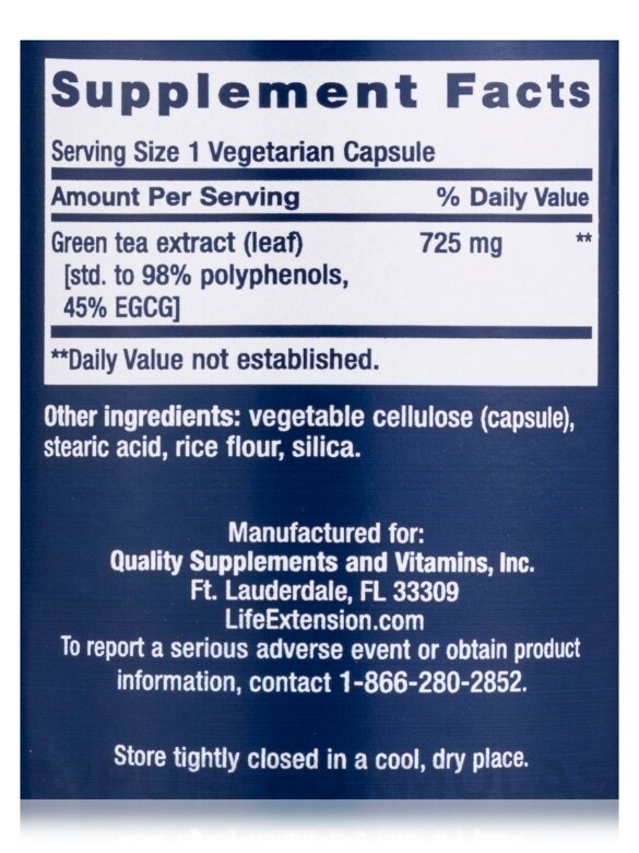 Mega Green Tea Extract (Lightly Caffeinated) - 100 Vegetarian Capsules - Alternate View 3