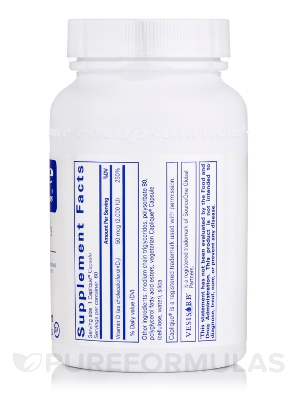 Vitamin D3 VESIsorb® - 60 Caplique® Capsules - Alternate View 1