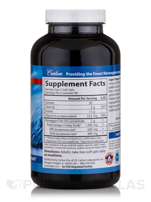Super Omega-3 Gems® 1200 mg (Pescetarian) - 180 Soft Gels - Alternate View 1