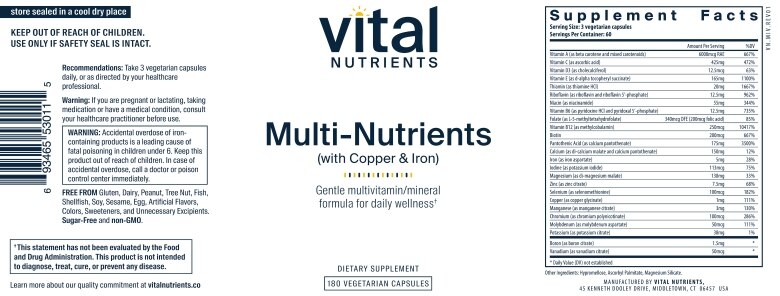 Multi-Nutrients 4 Citrate / Malate Formula (with Copper and Iron) - 180 Capsules - Alternate View 4