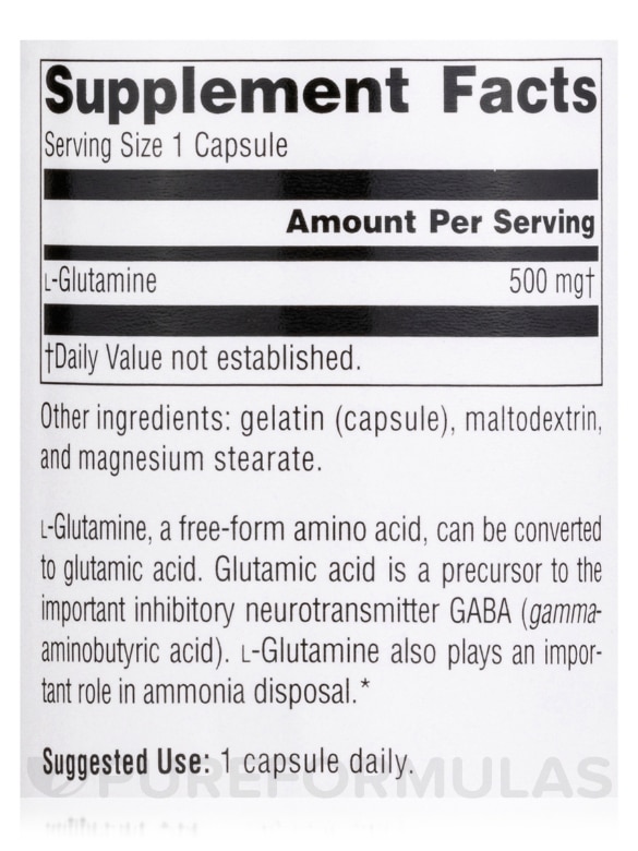 L-Glutamine 500 mg - 100 Capsules - Alternate View 4