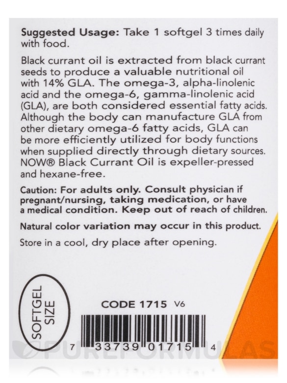 Black Currant Oil 500 mg - 100 Softgels - Alternate View 4