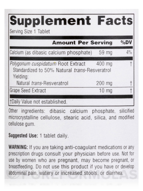 Resveratrol 200 mg - 60 Tablets - Alternate View 3