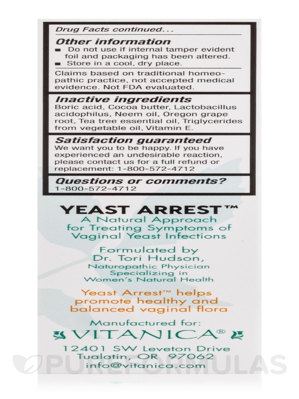 Yeast Arrest - 14 Vaginal Suppositories - Alternate View 9