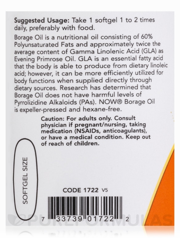 Borage Oil 1000 mg - 120 Softgels - Alternate View 4