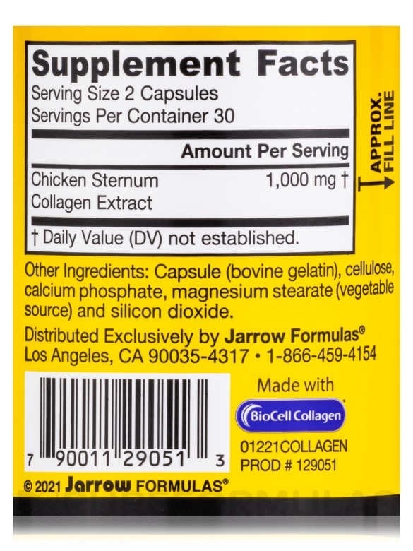 Type II Collagen Complex 500 mg - 60 Capsules - Alternate View 3