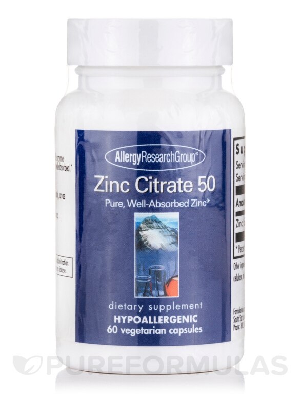 Zinc Citrate 50 mg - 60 Vegetarian Capsules