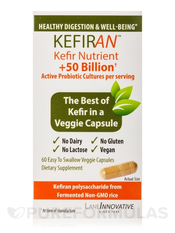 Kefiran™ Kefir Nutrient +50 Billion Active Probiotic Cultures per Serving - 60 Veggie Capsules - Alternate View 2