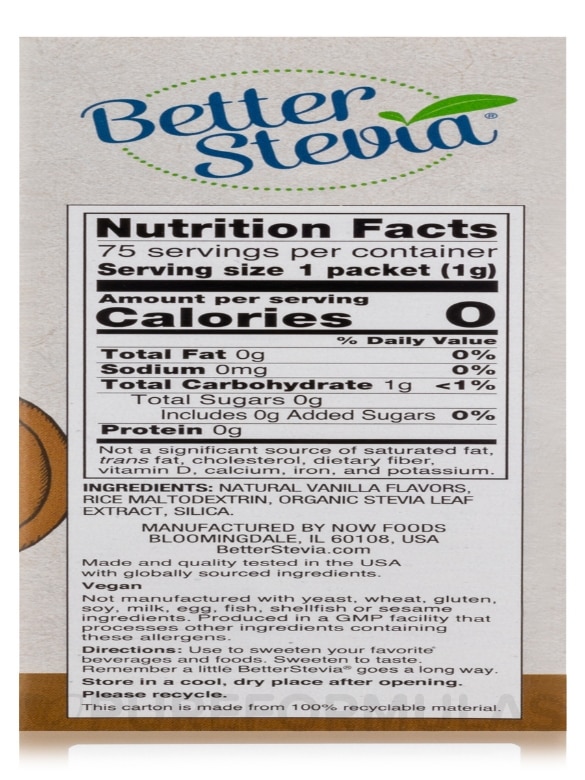 Better Stevia® Packets, French Vanilla - Box of 75 Packets - Alternate View 5