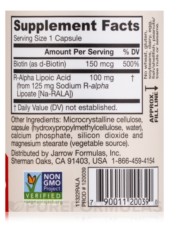 R-Alpha Lipoic Acid + Biotin - 60 Veggie Capsules - Alternate View 3
