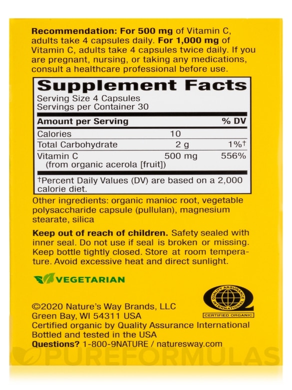 Alive!® Vitamin C Organic - 120 Vegetarian Capsules - Alternate View 7