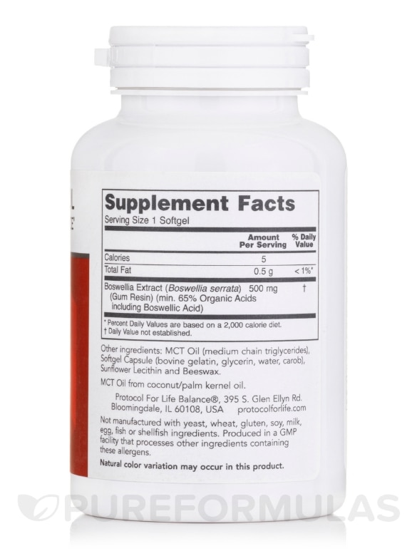Boswellia Extract 500 mg - 90 Softgels - Alternate View 1