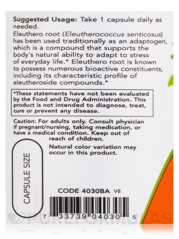 Eleuthero 500 mg - 100 Capsules - Alternate View 4