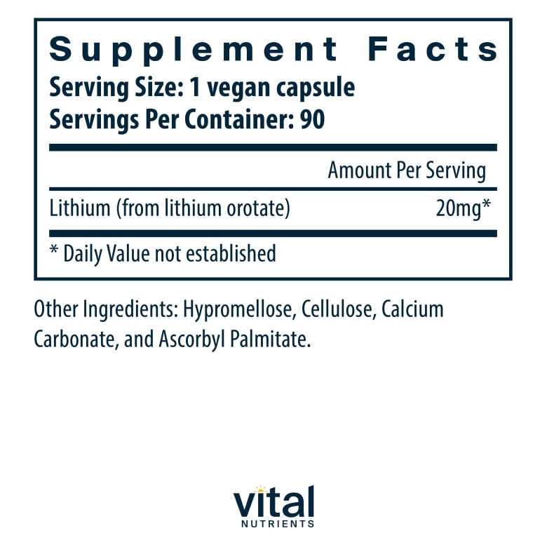 Lithium (orotate) 20 mg - 90 Vegetarian Capsules - Alternate View 5