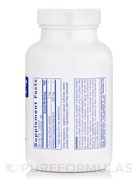 Lithium (orotate) 5 mg - 180 Capsules - Alternate View 1