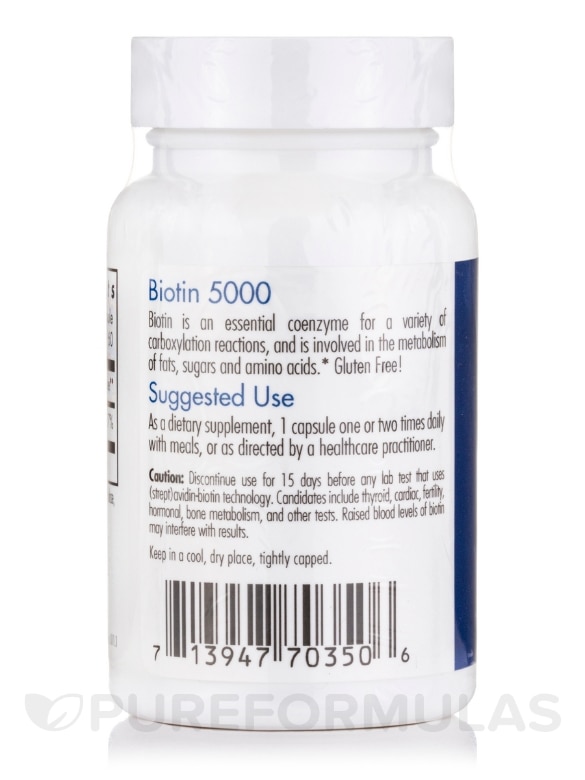 Biotin 5000 - 60 Vegetarian Capsules - Alternate View 2