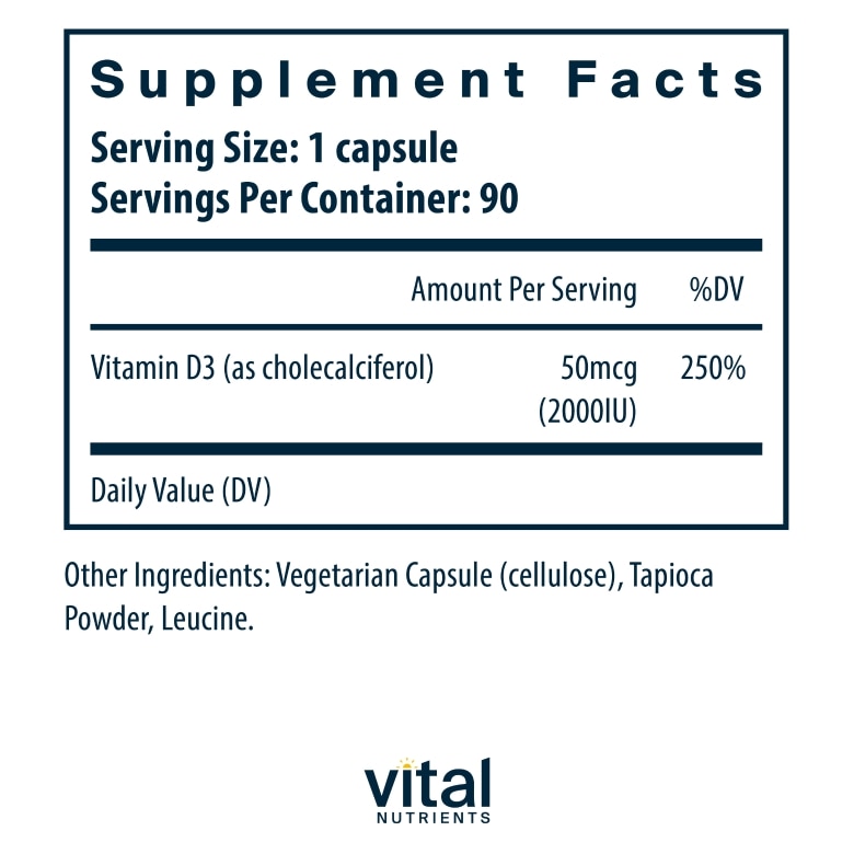 Vitamin D3 2,000 IU - 90 Vegetarian Capsules - Alternate View 5