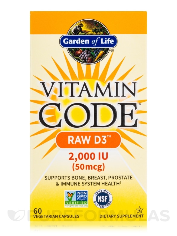 Vitamin Code® - Raw D3™ 2000 IU - 60 Vegetarian Capsules - Alternate View 3