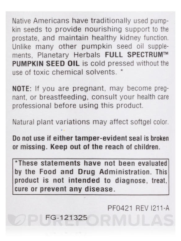 Full Spectrum Pumpkin Seed Oil 1000 mg - 45 Softgels - Alternate View 5