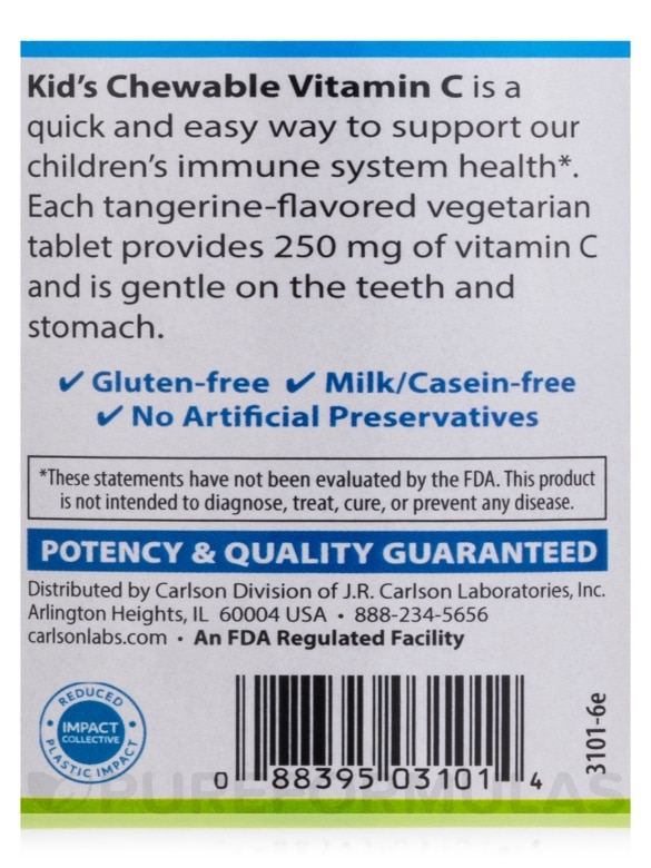 Carlson for Kids Chewable Vitamin C 250 mg - 120 Tablets - Alternate View 4