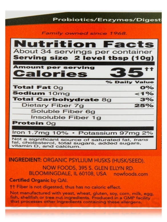Certified Organic Whole Psyllium Husks - 12 oz (340 Grams) - Alternate View 3