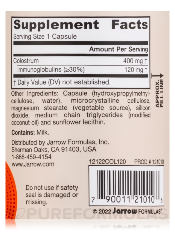 Colostrum Prime Life 500 mg - 120 Capsules - Alternate View 3