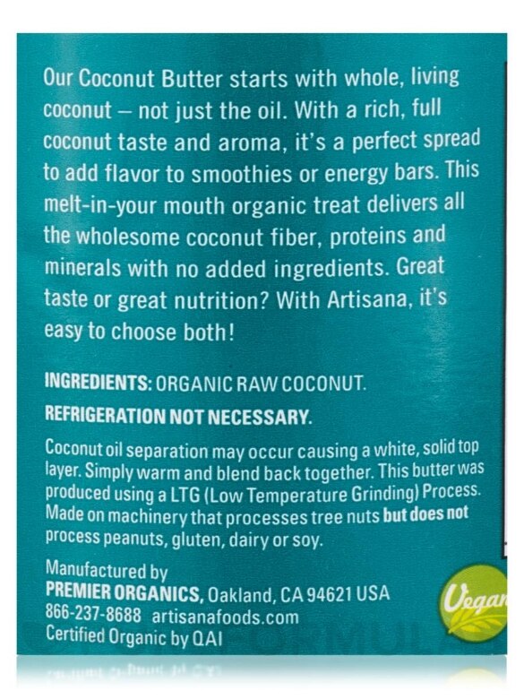 Organic Raw Coconut Butter - 14 oz (397 Grams) - Alternate View 4