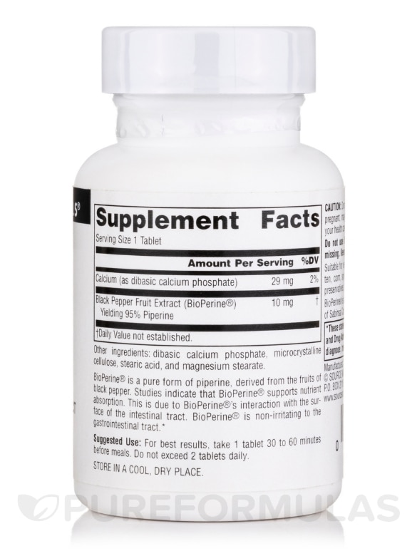 BioPerine® 10 mg - 120 Tablets - Alternate View 1