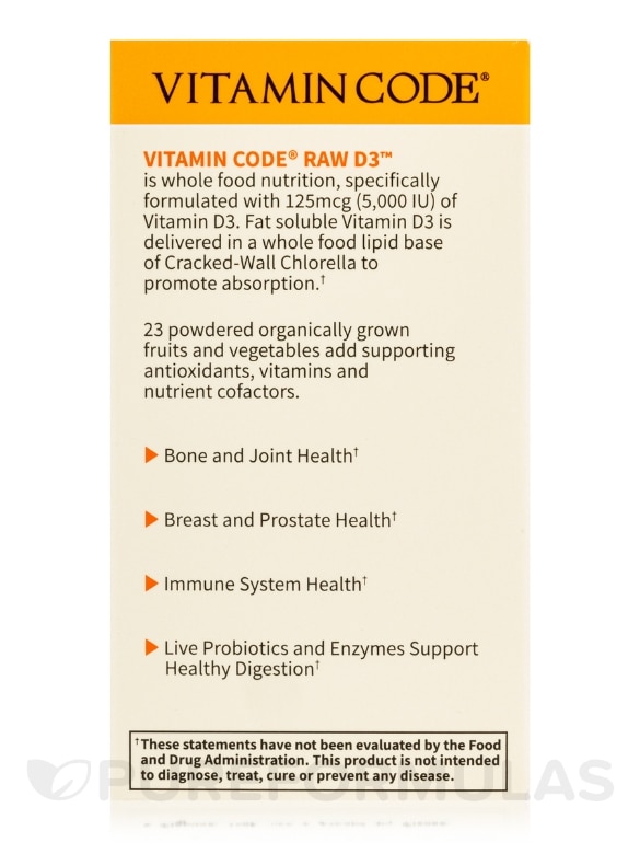 Vitamin Code® - Raw D3™ 5000 IU - 60 Vegetarian Capsules - Alternate View 6
